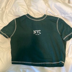 Dark Green tight fit cropped shirt (NYC est.1982)